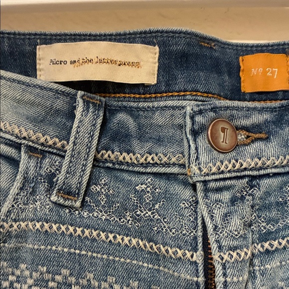 Pilcro Blue Embroidered Jean Shorts - Picture 3 of 8